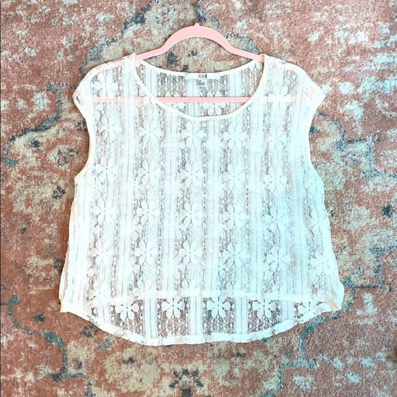 Women's Floral Lace Sheer Short Sleeve Shirt - Picture 3 of 10